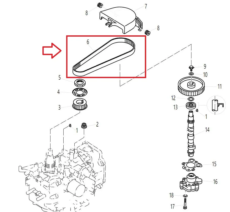 Лодочный мотор F15-07000002 зубчатый ремень для Parsun HDX лодочный мотор F9.9 F15 4-х тактный