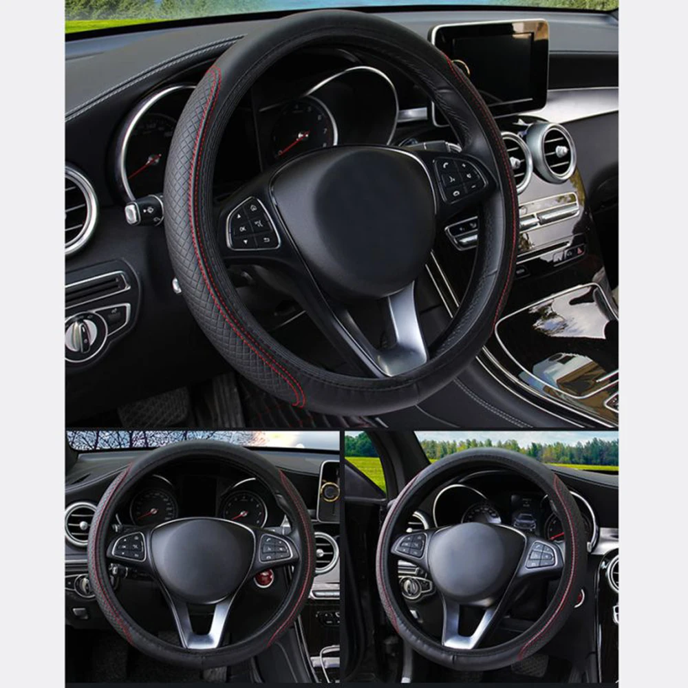 Universal Car Fiber skin Steering Wheel Cover Breathable Elasti Car Car Elastic Skid Proof Steering-wheel Covers Car Maintenance paint cleaner for car