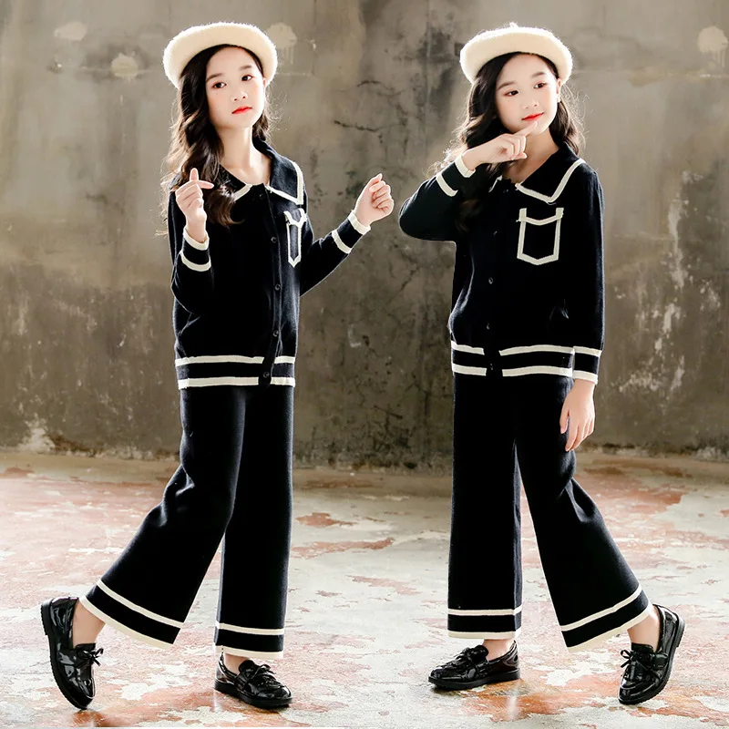 

Girls Graceful Sweater Set Autumn 2019 New Style Big Boy Two Piece Set Childrenswear