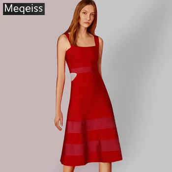 

2019 Summer Women Dress Strapless Striped Bandage Dress Sexy Elegant Club Celebrity Party Red A-Line Dresses Vestidos wholesale