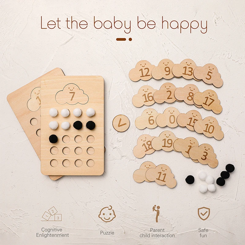 

Wooden Number Puzzle Sorting Montessori Toys for Toddlers Math Educational Toy Preschool Education Math Stacking Block Learning