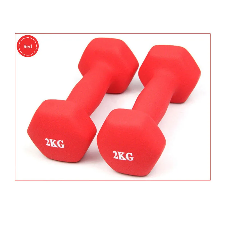 red 2kg 4 цвета 2 кг матовые гантели для фитнеса, портативные гантели для девочек, женщин, детей, домашние гантели для упражнений, стойки - Цвет: red 2kg