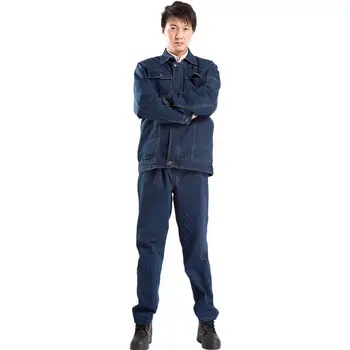 

Anti-scalding Burnt Denim Electric Welding Overalls Painting Locomotive Auto Repair Work Clothes Men's Large Size Suit New 2020