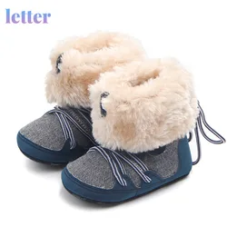 Bottes de neige antidérapantes avec laçage pour nouveau né, chaussures chaudes d'hiver pour bébés garçons et filles 