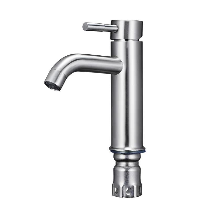 

Manufacturers Straight-304 Stainless Steel Ingle Handle Faucet with Cold Basin Bathroom Toilet Wash Basin Faucet