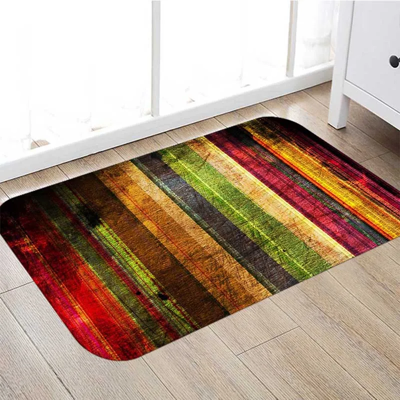 LANGRIA Fashion Colorful Stripe Pattern Home Decor Non-slip Area Rug Bathroom Rug