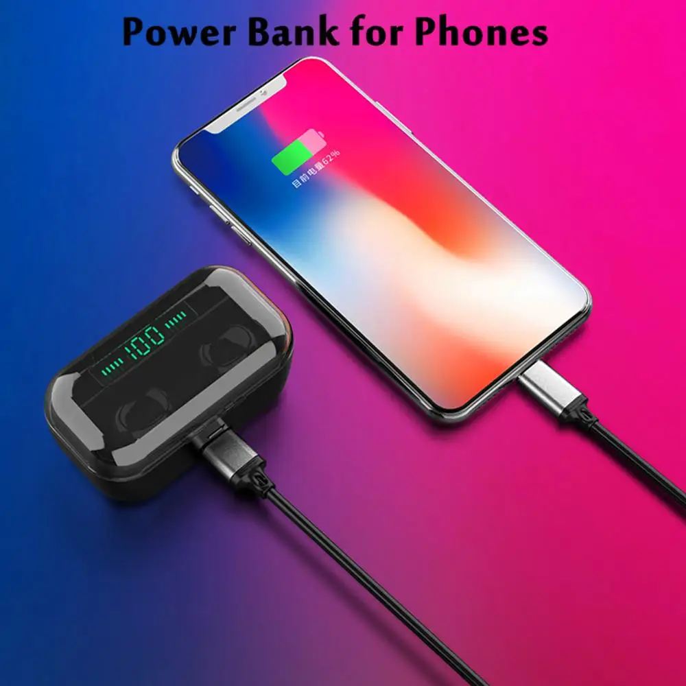 New G6s Bluetooth Headset 8D Stereo Wireless Headphone Mini Wireless earbuds with 3500 mAh Power Headset for iPhone X XR Samsung