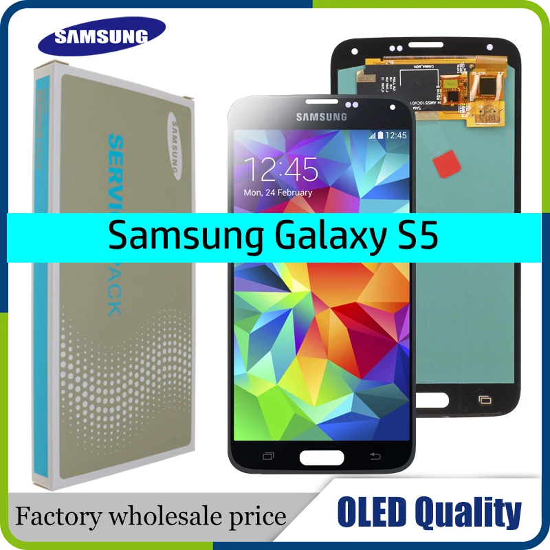 OLED 5," ЖК-дисплей для samsung Galaxy S5 SM-G900 G900 i9600 G900R G900F G900H ЖК-экран Замена дигитайзер сборка