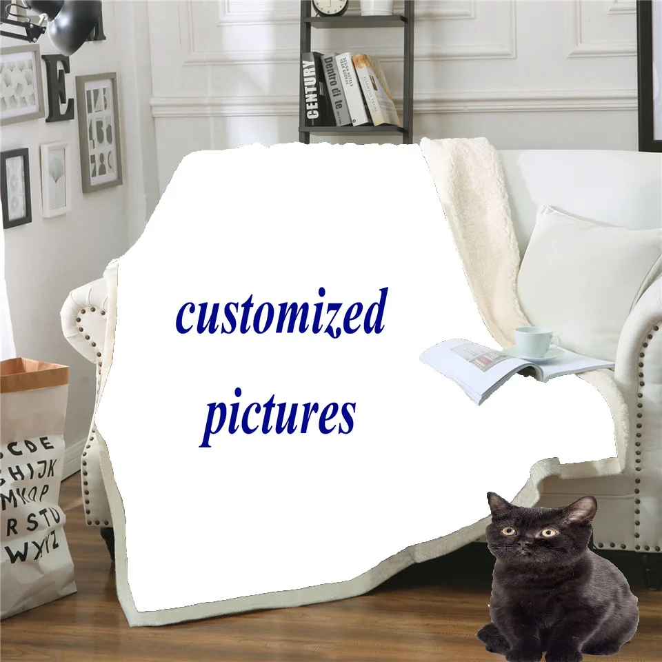 Customized Pitures 3D Printed Sherpa Blanket Couch Quilt Cover Travel Bedding Outlet Velvet Plush Throw Fleece Bedspread | Дом и сад