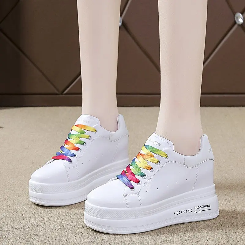 white shoes with colourful lace