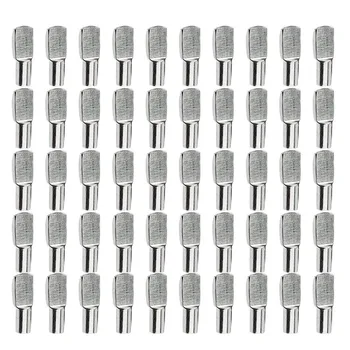

5mm Shelf Pins, Spoon Shape Cabinet Furniture Shelf Support Pegs Nickel Plated, 50 Pcs
