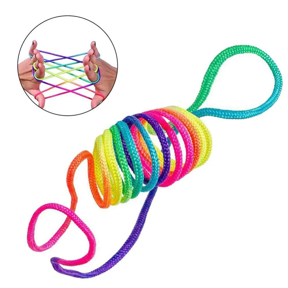 160cm Montessori Toys For Children Strings Rainbow Finger Rope Game Toys Ztringz Rainbow Rope Educational Game for Kids Boy Girl