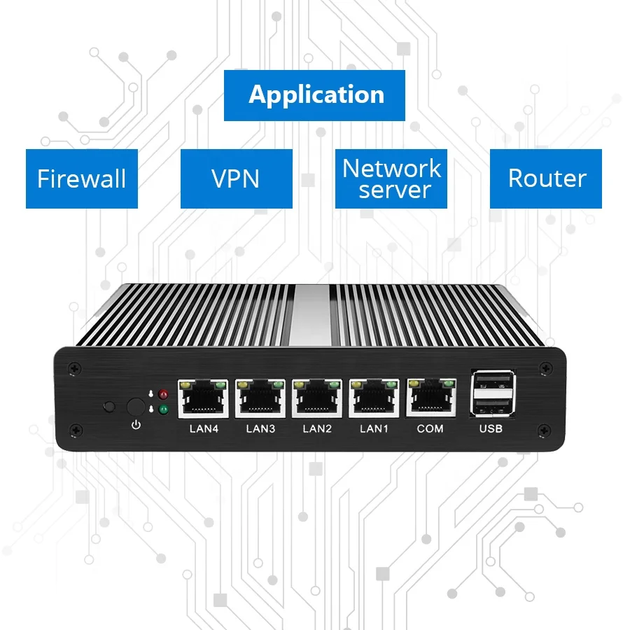 Мини компьютер Barebone 6 Ethernet Lan Intel Celeron J1900 четырехъядерный pFesense межсетевой