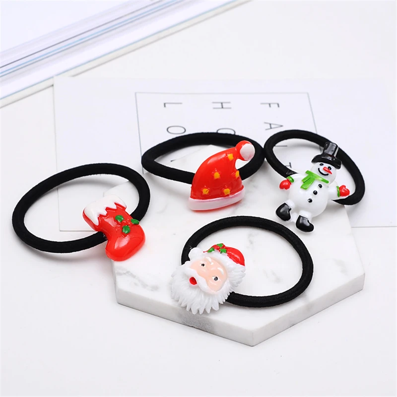 

New Nylon Rubber Bands Christmas Bell Elastic Hair Bands Women Girls Santa Claus Christmas Tree Kids Headwear