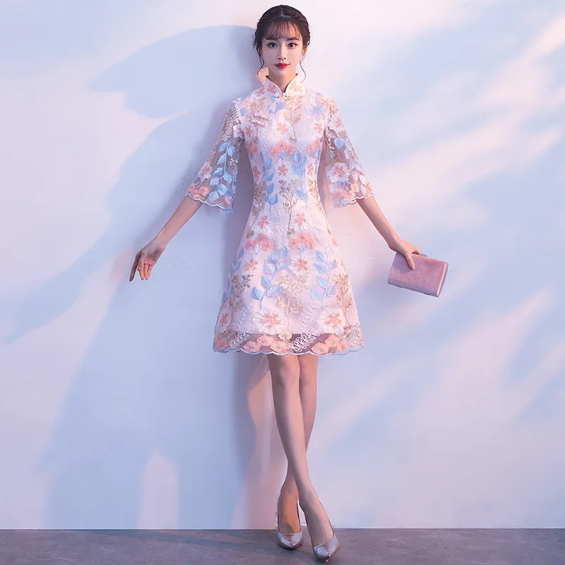 Вечернее платье Китай для женщин цветок Qipao классический Улучшенный чёнсам плюс размерное Ципао Элегантное свадебное платье для невесты Повседневный Халат