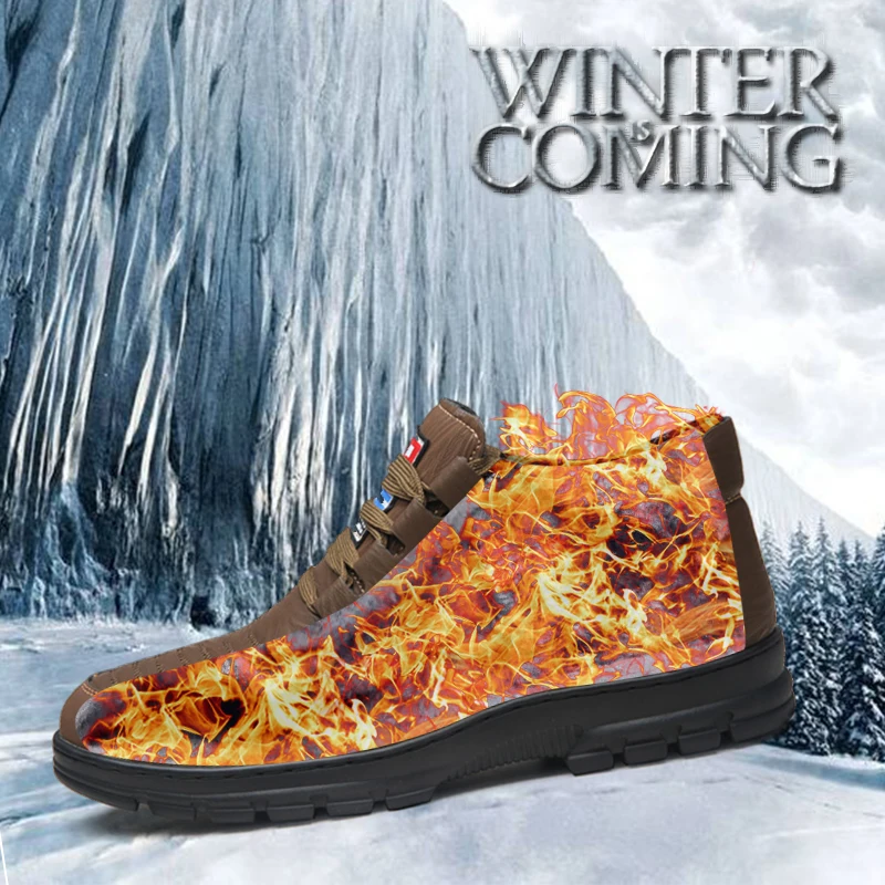 

Winter Warm Snow Boot Non-slip Short Plush Men's Boots Durable Outsole Lace-up Leather Business Men Casual Shoes Dropshipping