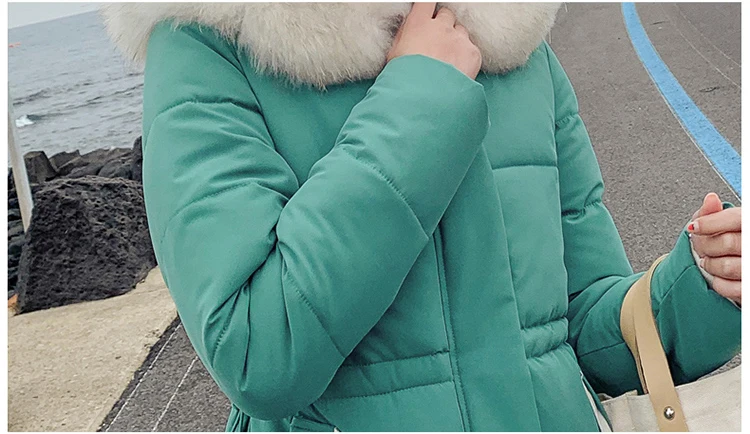 Ins Winter New Women's Hooded Down Parka Long Jacket Casual Big Fur Zipper Full Sleeve Korean Style Thick Coat C90802K