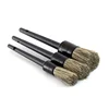 3 Pcs Natural Boar Hair Car Detailing Brush Set Soft Bristle Car Cleaning Brush Kits Atuo Tire wheel Wash Exterior Accessories