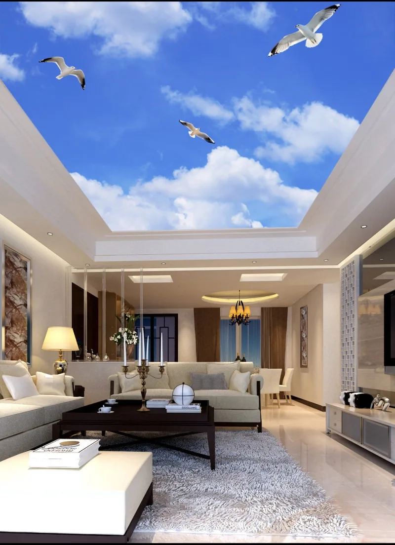 

Custom ceilings 3d ceiling murals wallpaper Blue sky white clouds sky, ceiling, background wall painting