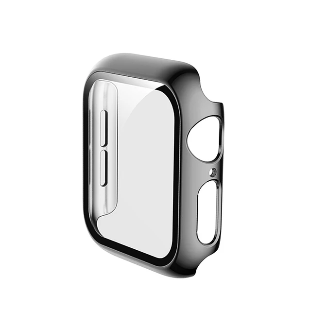 Glass+Case Full Cover For Apple Watch Case Series 6 SE 5 4 3 2 iWatch Case Accessor 44mm 40mm 42mm 38mm Protector Apple Watch Gray