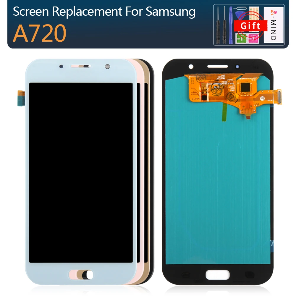 Супер AMOLED дисплей для телефона для Samsung Galaxy A7 A720 A720F A720M lcd s сенсорный экран дигитайзер сборка lcd Замена