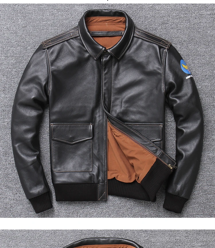 Male Genuine Leather Jacket Brand Designer A2 Pilot Air Force Vintage Motorcycle Biker Jacket Large Size Coat DHL Free Shipping