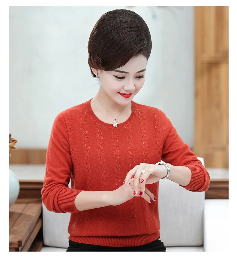 XJXKS High quality wool+ rabbit fur blended knit sweater women pullover autumn winter new loose plus size women sweater