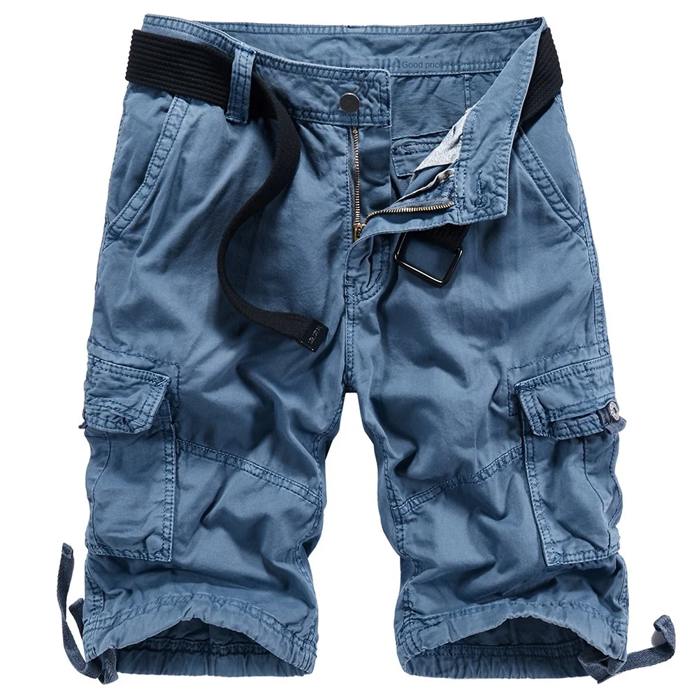 Icpans Cargo Shorts Pant Men Safari Loose Straight Pockets Knee Length Casual Shorts Men 2020
