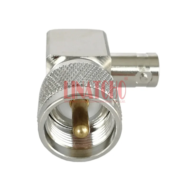 Good Quality Copper UHF M PL259 Male to BNC Female Cable Connector Right Angle Adapter