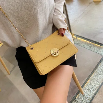 

Chain Mini Bag Women's Western Style All-match Shoulder Bag Korean Style Rhomboid Lock Buckle leather purse