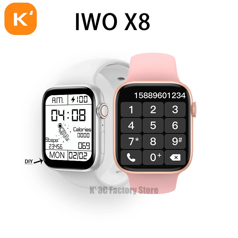 Смарт-часы IWO 13 max X8 44 мм Bluetooth напоминание о звонках сообщениях пульсометр для Apple