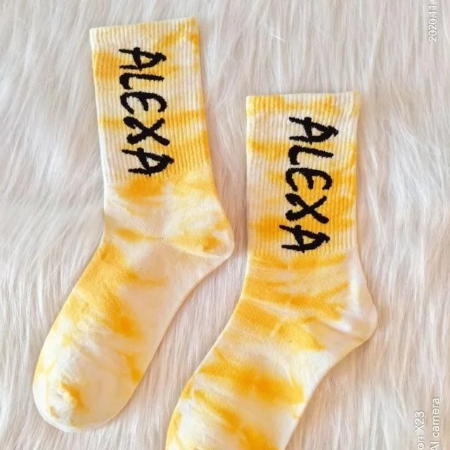 New Fashion Tie-dye Men and Women Socks Cotton Colorful Vortex Hook 19 Styles HipHop Skateboard Funny Happy Soft Girls Sockings Dark Grey