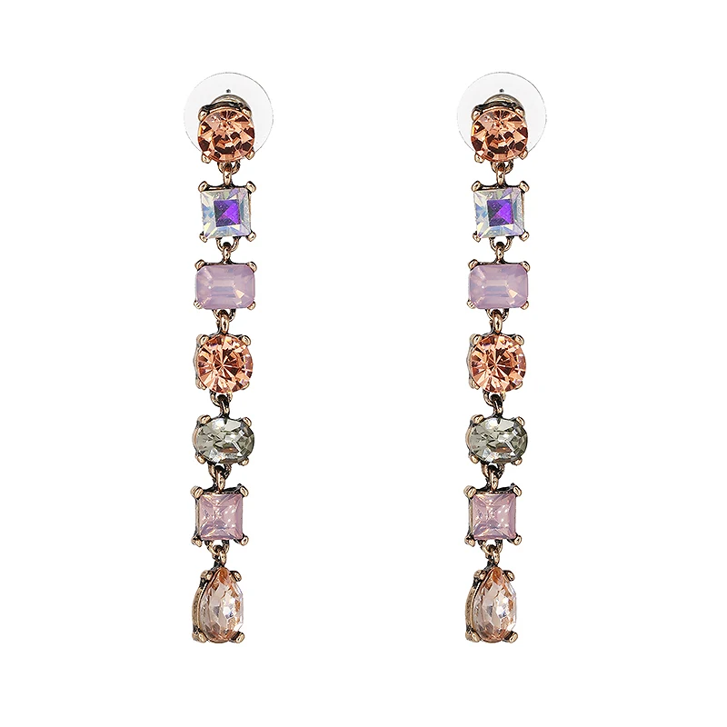 JURAN Hot Brand Bling Mixed Color Crystal Drop Earrings for Women Rhinestone Fashion Jewelry Bridal Party Wedding Earrings Gifts