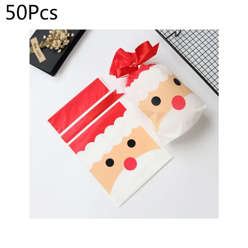 9 50PC Christmas Cartoon Rope Bag Goody Bag Wedding Party Candy Bag Gift Bag Y1AB - Цвет: 9