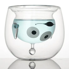 Блестящая прозрачная Милая мультяшная стеклянная чашка с двойными стенками, креативная кружка для молока, напитков, чая, кофе, термостойкая посуда для напитков, бытовая