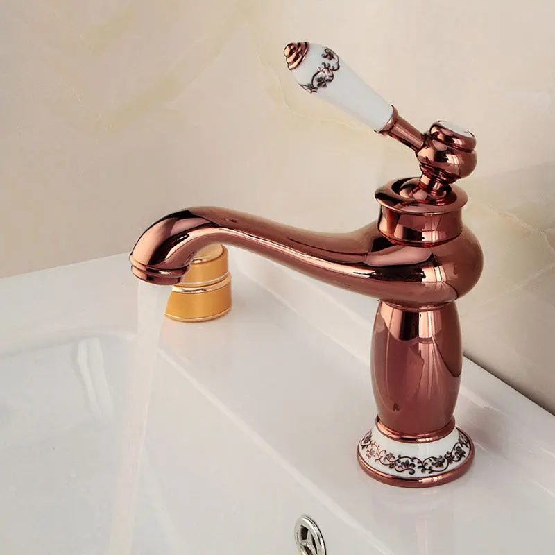 

European Style Copper Faucet Toilet Vintage Cold Double Open Basin Mixing Faucet Blue And White Porcelain Tap