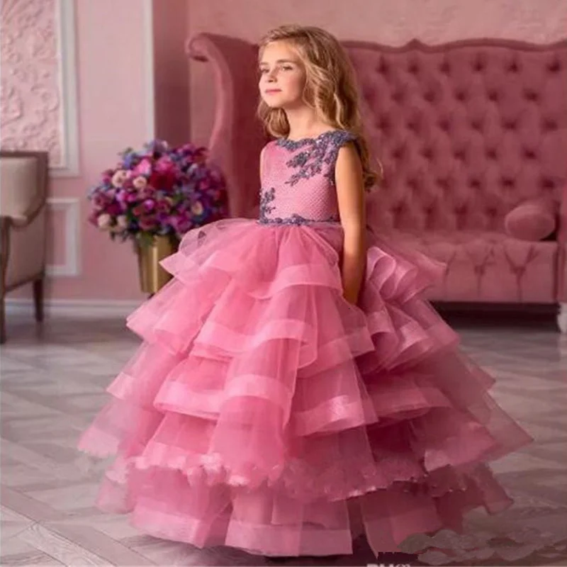 Picturestyle Платья с цветочным узором для девочек на День рождения; элегантные атласные платья в пол без рукавов с кружевной аппликацией для первого причастия - Цвет: Picturestyle