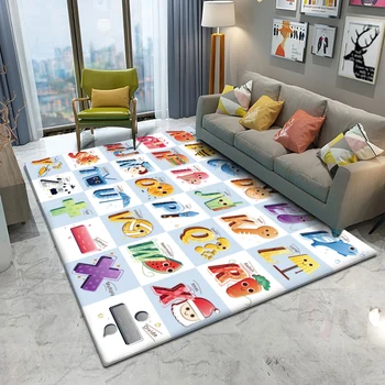 

New Non-Slip Mat Home Decoration Carpet Flannel Carpet English Mats Group Learning Play Game Words Carpet Letter Children's