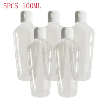 

5PCS Clear Plastic Empty Bottles Travel Containers With Flip Cap 100ml flacon vide plastique Liquid Refillable Bottles bouteille