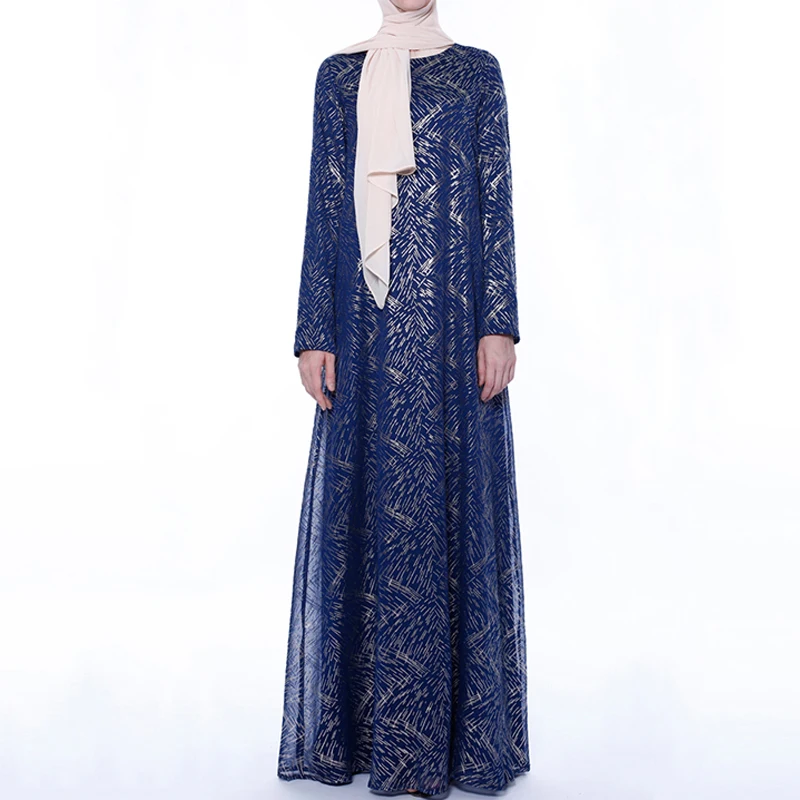 dark blue dress Vestidos Arabes Abaya Turkey Islamic Long Muslim Dress Caftan Dubai Kaftan Tesettur Elbise Robe Musulmane Longue Hijab Dresses - Цвет: dark blue dress