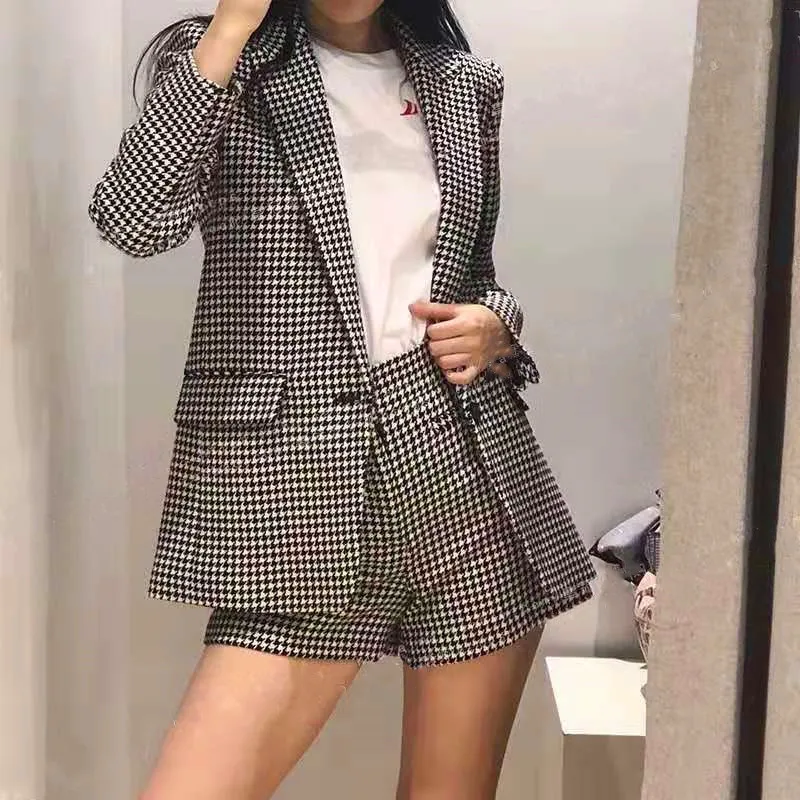 

Single's Home 2019 Autumn And Winter British Style Thousands of Birds Suit Jacket Sfpve00200