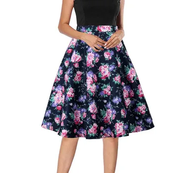 

Summer Women Skirt High Waist Plus Size Casual Floral Print Skirts Ladies Women Skirt Swing Vintage Skirts Womens 2020#G30