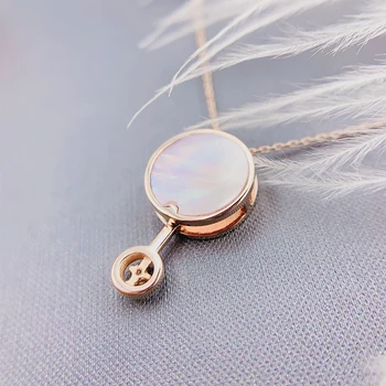 ANI 18K Solid Rose Gold Pendant Necklace Real Natural Diamond Fine Jewelry Women Engagement Necklace Birthday Gift Pear Shell 6