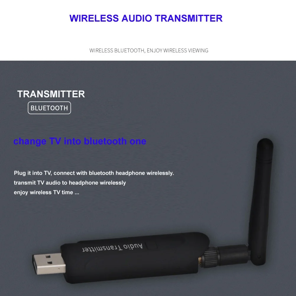 Bluetooth Transmitter 3 5mm USB Wireless Audio A2DP Stereo Adapter External Antenna for PC Laptop TV Headphones