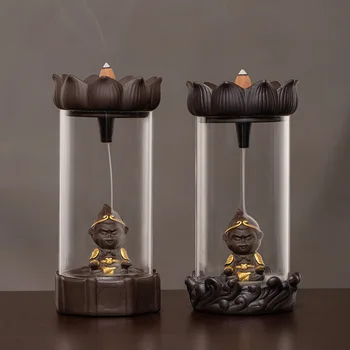 

Backflow Incense Burner Retro Design Sun Wukong Back Incense Burner Ceramic Burners Incense Thread Buddha Home Office Decoration
