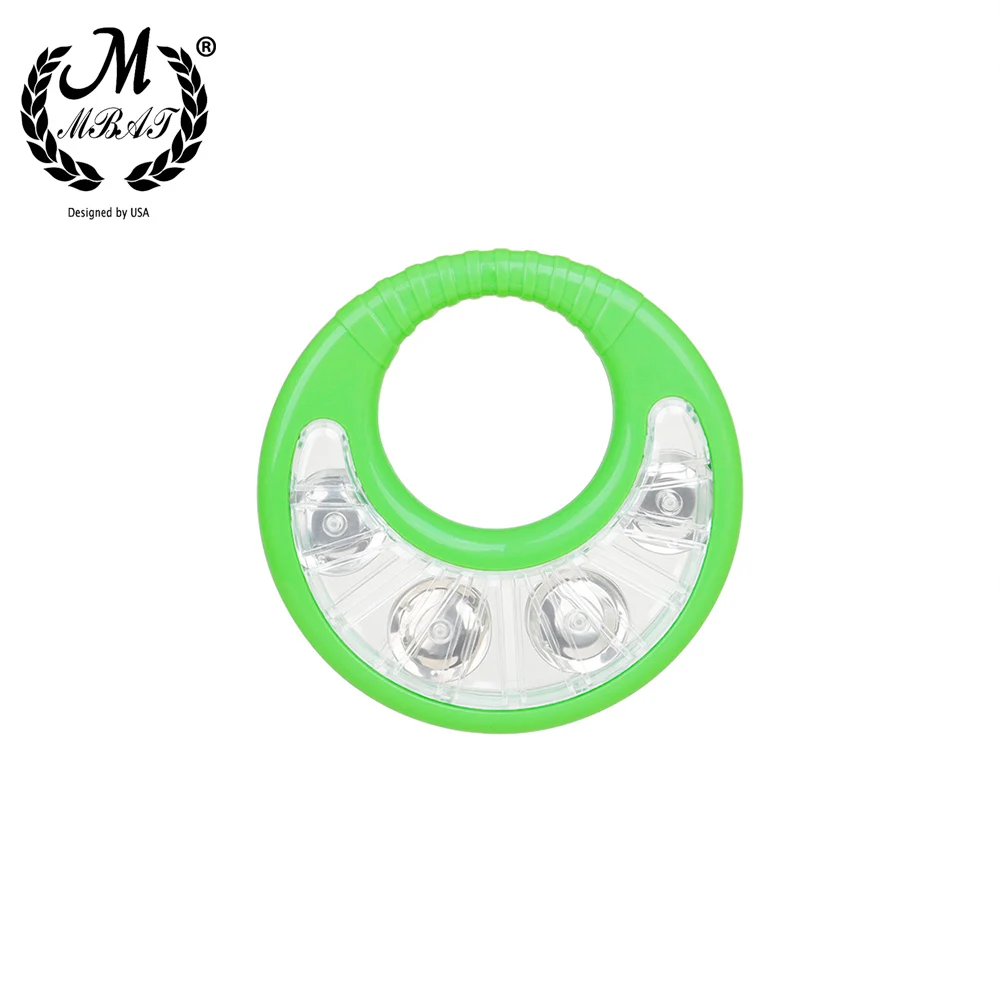 M MBAT Orff Double-Sided Green Tambourine Bell Instruments Flower Drum Circle Children's Musical Toy Gift Percussion Instrument