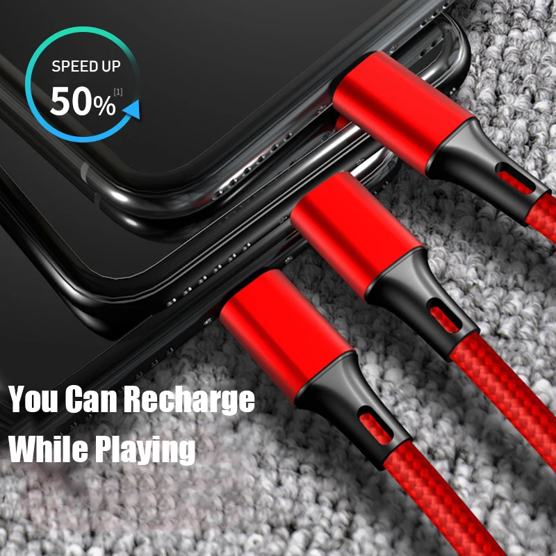 3 в 1 USB кабель мобильного телефона 2.4A Быстрая зарядка Micro USB/type C/8 pin для iPhone samsung Xiaomi Android USBC зарядное устройство Шнур провода