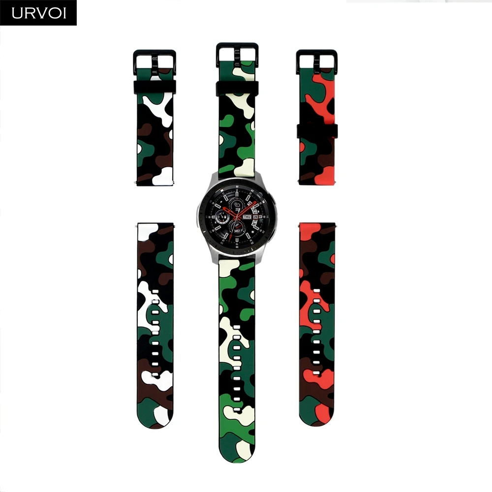 URVOI силиконовый ремешок для Galaxy Watch Active 2 камуфляжный HUAWEI watch GT быстросъемный