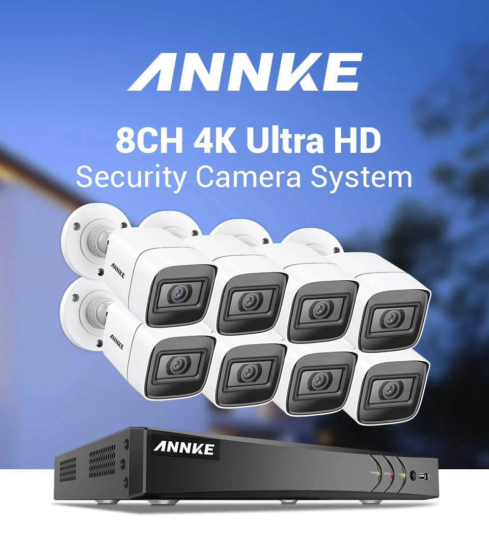 ANNKE 4K HD ультра четкий отснятый 8CH CCTV система безопасности 5в1 DVR с 8 Мп Открытый Всепогодный видео камера наблюдения комплект