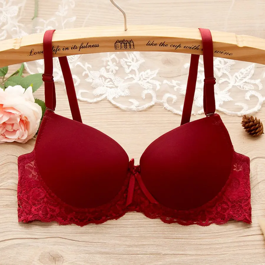 Women invisible bra Lovely Bra Backless Brassiere White Push Up Bra Tubes Sexy lace bras brallete for Young Girls#2 - Цвет: Wine Red